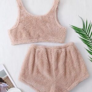Cozy Tan Fuzzy Sleepwear Set